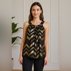 IZ Byer Black & Gold Chevron Top size medium